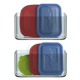 MaraFansie 2 Pack Plastic Lid Organizers Inside Cabinet for Kitchen Organizers, No drilling Wall Door Mount Container Lid Holders for Tupperware Lid, Food Storage Lid, and Storing Lids, Clear Gray