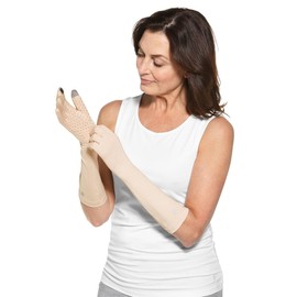 Coolibar Mid-Length UV Sun Glove with Touchscreen Tips - UPF 50+ Sun Protection - Bona in Beige