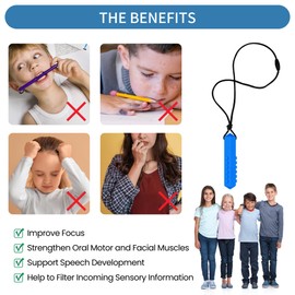 Chewy Necklaces for Sensory Kids, Silicone Chewable Necklace, 6 Pack Sensory Oral Motor Aids Teething Necklace for Chewers with Autism, ADHD, SPD, or Special Oral Motor Need