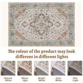 Tangsoo 8x10 Area Rug for Living Room, Washable Vintage Rug Indoor Non Slip Large Area Rugs, Print Distressed Taupe Carpet, Soft Low Pile Rug Foldable Floor Rug for Bedroom Dining Room Dorm