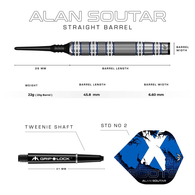 Mission Darts D0860 Alan Soutar | 22g 90% Tungsten Straight