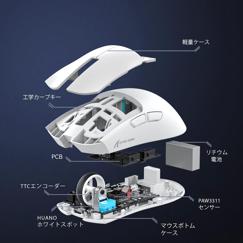 ATTACK SHARK X11 Wireless Gaming Mouse Wireless 2.4g/Bluetooth/USB-C Ultra Light