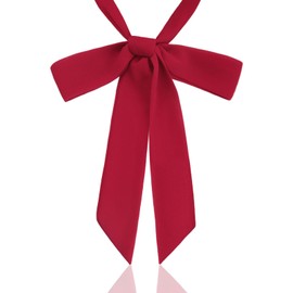 Luckyvestir Ribbon Tie, Black/Red/Navy Bow Tie for Women, Girls Neck Self String Tie School Bolo Bowtie for Uniform Shirts (1pcs:red)
