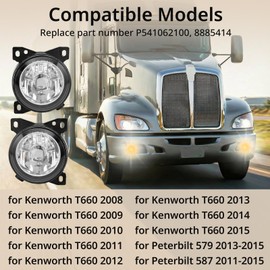 Fog Lights Lamps Pair with Bulbs ‖ Truck Fog Lights Assembly Universal Side Pair for Peterbilt 579 587 Kenworth T660