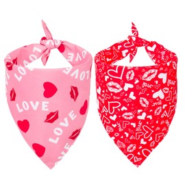 ADOGGYGO Valentine Dog Bandana, Multiple Sizes Offered, Reversible Triangle Dog Scarf Pet Bandana for Small Dogs (Small)