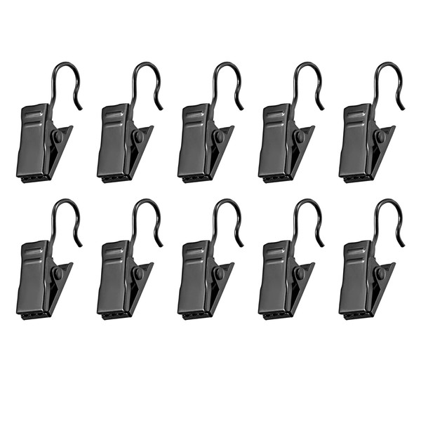 METALLIXITY Curtain Clips with S Hooks, (0.7 Inch) 50Pcs, Metal