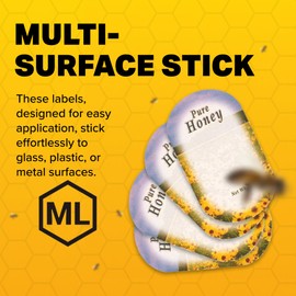 Mann Lake Customizable Field of Flowers Honey Labels, Self-Adhesive, Easy-to-Apply, Boost Honey Sales, Multi-Surface Applicable, Roll of 250 (1 3/4" x 3")