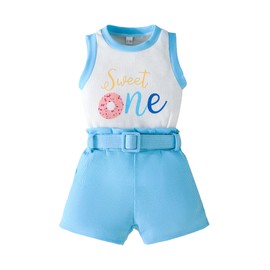 EVERGIFTKIDS Baby Girl Clothes Summer Sleeveless Sweet One Top & Cute Short Set Toddler Girl Gifts Clothing Outfits