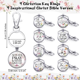 Fumete 9 Pcs Christian Keychain Bulk Bible Verse Religious Keychain Scripture Inspirational Bulk Christian Gifts for Women Church