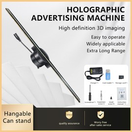 420mm Ultra-thin 3D Holographic Advertising Machine 3D Imaging Holographic Advertising Projector Support Mobilephone APP Upload 3D Text Generating Functions
