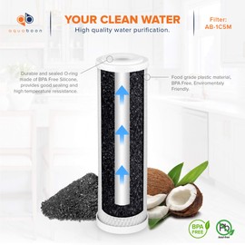 Aquaboon 5 Micron 10 x 2.5 House Water Filters Cartridges, Set of 20 | Sediment & Carbon Filter Replacements Compatible with WHKF-WHWC, P5, WHKF-GD05