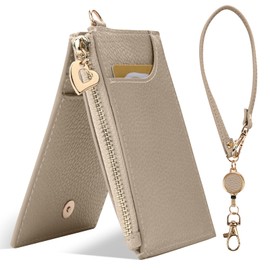 UriCase Pass Case with Reel for Women, Men's, Bi-folding, Coin Purse, Large Capacity, Thin with Zipper, Multi-functional, Stylish, ID Card Holder, Multiple Pockets, Commuting to Work or School, Key