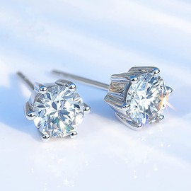 Women's Earrings Silver Stud 925, 2 Pairs Hypoallergenic 925 Sterling Silver Cubic Zirconia Stud Earrings Set Statement Earrings Women's Jewellery Gift Box Gifts for Girlfriend, Non-precious metal