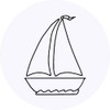 24 x 40mm Round 'Sail Boat' Stickers (SK00006309)