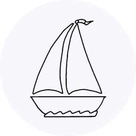 24 x 40mm Round 'Sail Boat' Stickers (SK00006309)