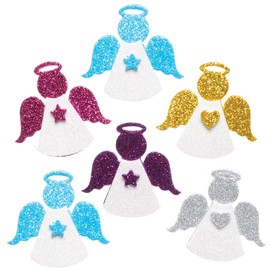 Baker Ross FE924 Angel Glitter Foam Stickers - Pack of 100, Kids Stickers, Ideal for Children's Arts and Crafts Projects, Great for Card Making and Scrapbooking