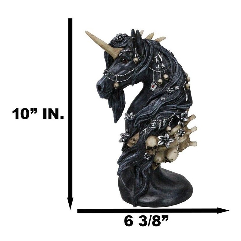 Macabre Black Dark Unicorn Horse With Skeleton Bones And Skulls