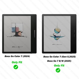 BOZHUORUI Case for 7" Onyx Boox Go 7 B/W & Go 7 Color (Gen I/II, 2025/2024) & Boox Page | Built-in Foldable Stand & Double Hand Straps | with Sleep/Wake | PU Leather SleepCover (Rock Black)