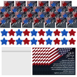 Gersoniel 108 Pcs 36 Sets Veterans Day Gifts Bulk American Flag Stars and Patriotic Theme Cards Red White Blue USA Souvenirs for Veterans Firefighters Community Church Patriotic Party Favors