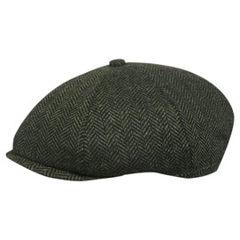 TOSKATOK® Unisex Mens, Ladies 8 Panel Herringbone Tweed Wool Blend Baker Boy Newsboy Flat Gatsby Hat Cap-Olive