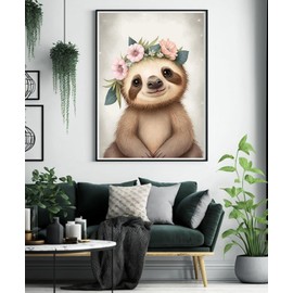 STOJAN Diamond Painting Kits Sloth in A Garland, Diamond Painting 5D Full Diamond Digital Painting Adult Children DIY Craft, Suitable for Room Decor Cafe Decor Or Gift for Friends 12X16Inch