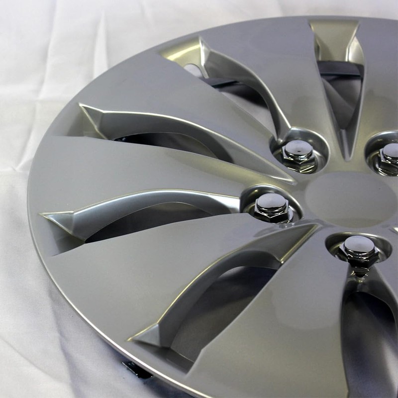 Brighter Design Set of 4 16" Push-on Silver Hubcaps for