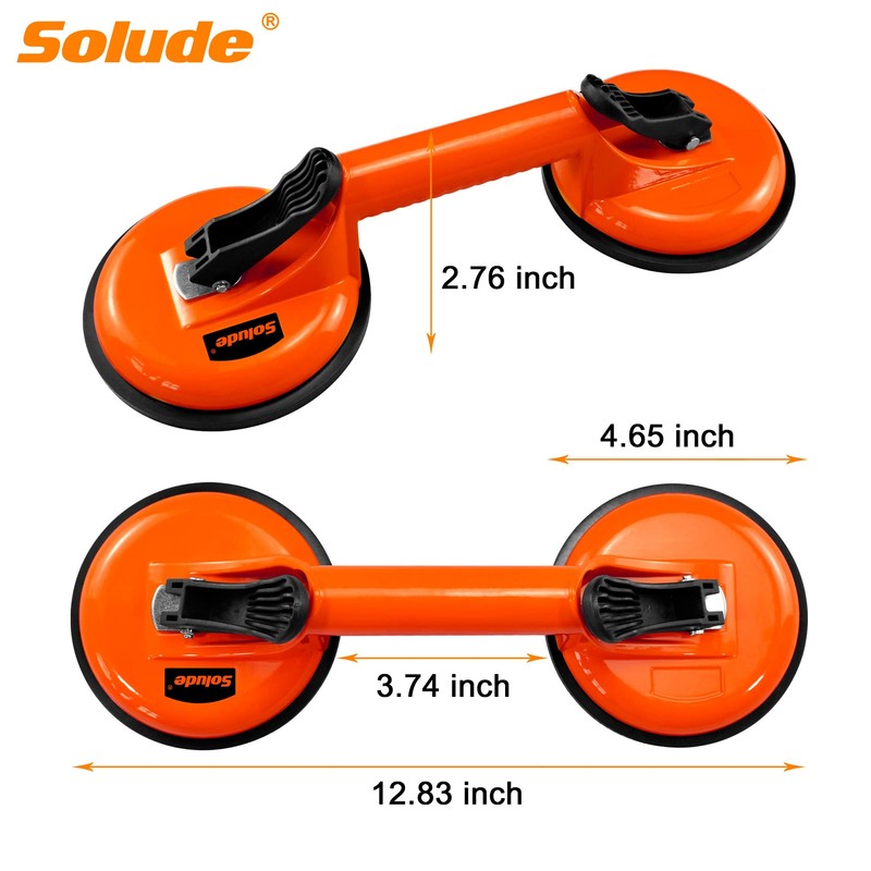 SOLUDE 2 Pack Glass Suction Cups,Aluminium Heavy Duty Vacuum Handle