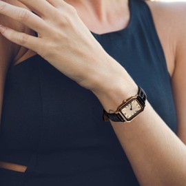 BISONSTRAP Leather Watch Straps, Soft Replacement Bands with Polished Buckle,12mm, Black with Gold Buckle