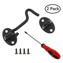 Jiozermi 3" Privacy Hook and Eye Latch, Black, 2pcs