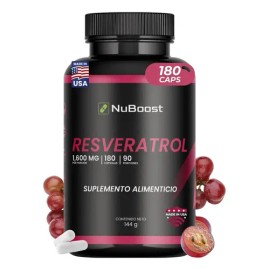 Suplemento Resveratrol 800mg Vitamina Nuboos 180 Cápsulas Veganas