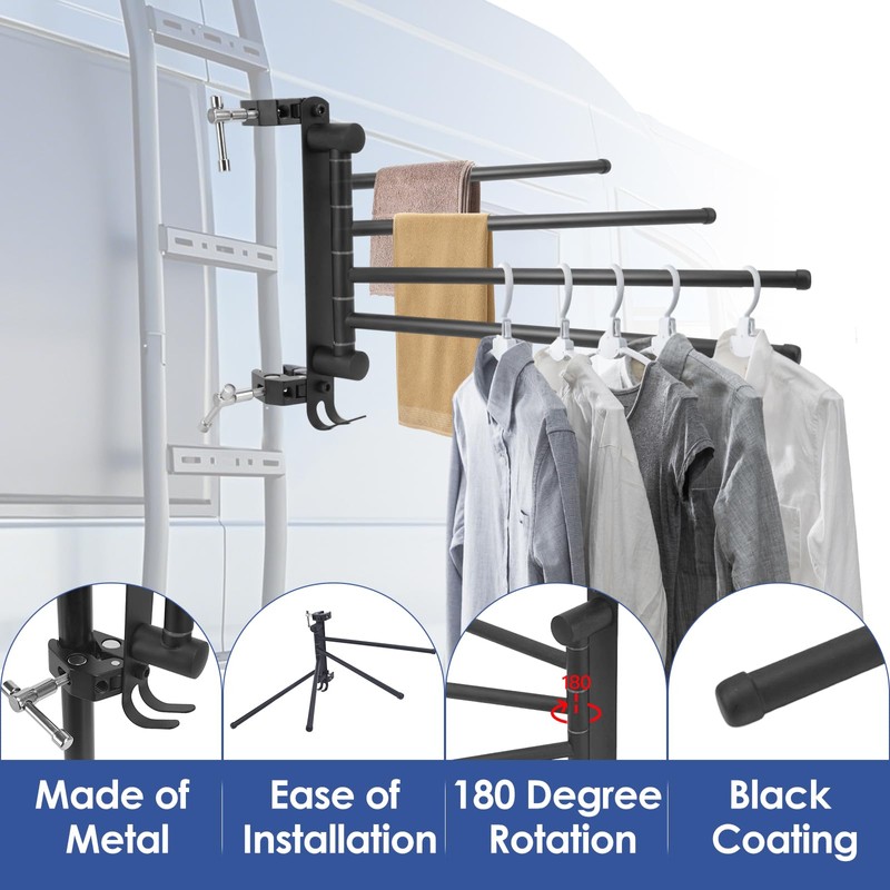 AshKiz RV Clothes Drying Rack, RV Ladder Clothes Drying Rack,