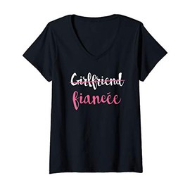Womens Couple Engagement Just Engaged Girlfriend Fiancee Gift V-Neck T-Shirt