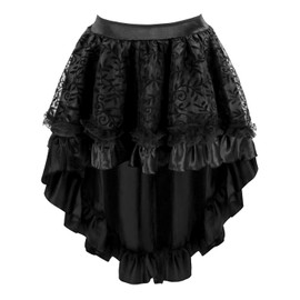 KUOSE Women's Steampunk Skirt Asymmetric Chiffon Lace Tulle Skirt Plus Sizes, black