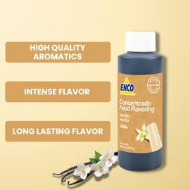 ENCO Flavoring 4.05 fl.oz (120ml) for ice cream, popsicles, aguas frescas, jellies, and more (adds flavor and color) (Vanilla)