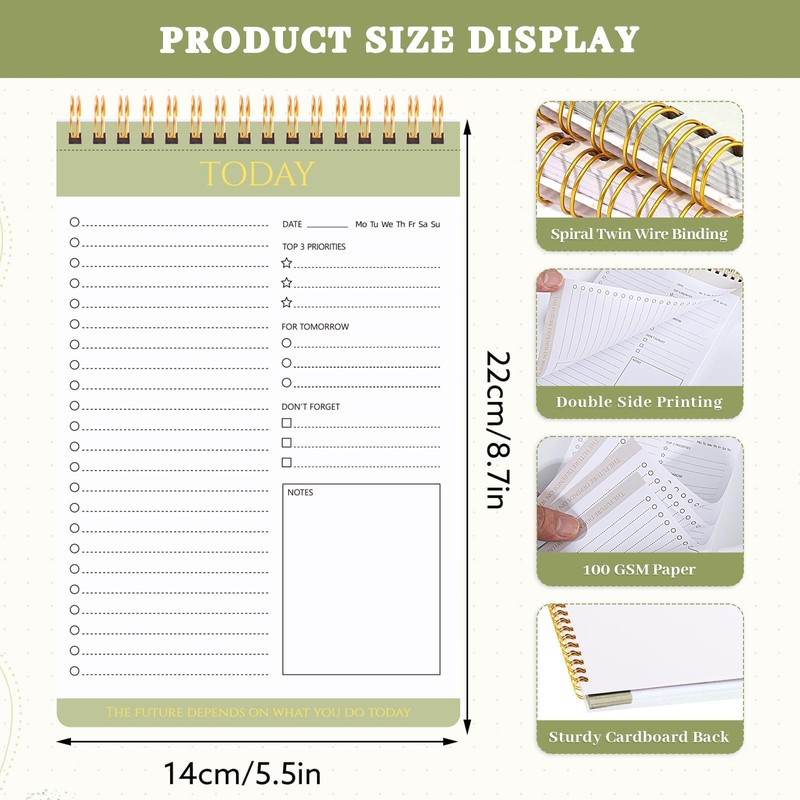 2 Pack To Do List Notepad, Undated Daily Planner Notebook