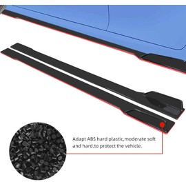 goodfitment - Universal Rocker Panel Extension Lower Side Skirts Body Kit 2M/78.7inch Black (2.2M, Black&Red)