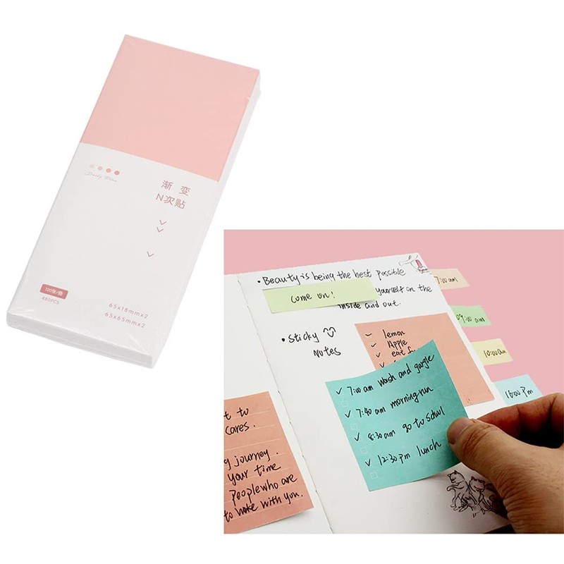 Pink Lined Sticky Notes Set, 240 Sheets Pastel Sticky Note