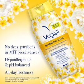 Vagisil Feminine Wash for Intimate Areas and Sensitive Skin, Scentsitive Scents pH Balanced and Gynecologist Tested, 360mL, White Jasmine