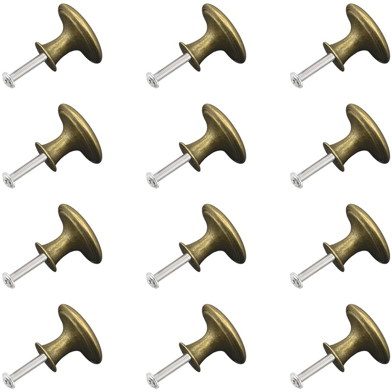 DDHOMIN 12 PCS Round Drawer Knobs Pulls,Cupboard Door Knobs (Bronze)