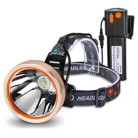 High Power Rechargeable LED Headlamp - Waterproof Adjustable Head Flashlight, Hands-Free Head Torch for Camping, Hiking, Hunting, Fishing, Emergency, Outdoor Activities, Ultra Bright Comfortable Wear