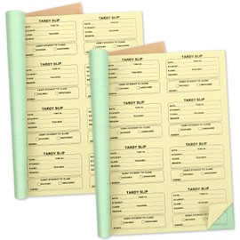 Engrowtic 800 Pcs Tardy Slip Book with Carbonless Duplicates 3.5 x 4.3 Inch Tardy Slips Per Book Form Register Copy Notebook for Student Late Arrivals Easy Removal Fold and Tear(Yellow and Green)