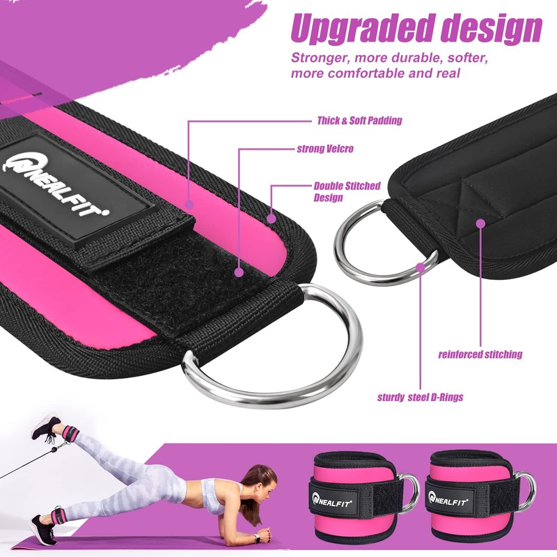 NEALFIT Ankle Strap for Cable Machine, Gym Ankle Cuff for