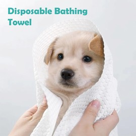H&H Pets Disposable Bath Towel -11x23 inches Super Absorbent Wipe for Play Day or Beach, Fragrance Free, 8 Count