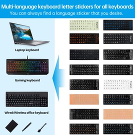 Glow in The Dark Keyboard Sticker [4 in 1], Luminous Replacement English Letter Keyboard for Laptop, Desktop & Notebook