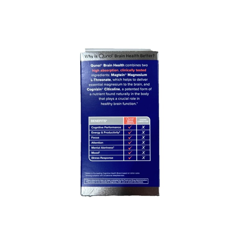 Qunol Brain Health Focus + Tablet with 1000mg Magnesium 250mg