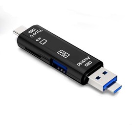 SD Card Reader, Dual Connector USB C Card Reader USB Memory Card Adapter, 4-in-1 USB C SD Card Reader Dual Slot OTG Memory Card Adapter for TF/Micro SD/SDXC/Micro SDXC/Micro SDHC Memory Cards