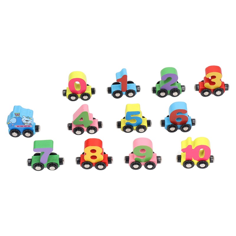 12pcs Wooden Magnetic Digital Train Cute Fun Early Education Trackless