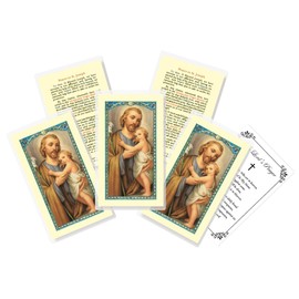 St Joseph Prayer Card - with The Lord's Prayer Card - 5 Laminated Saint Joseph Card for Daily Prayers - Saint Joseph Holy Cards Set, Patron of Fathers, Families, and Workers, Total 6 Items