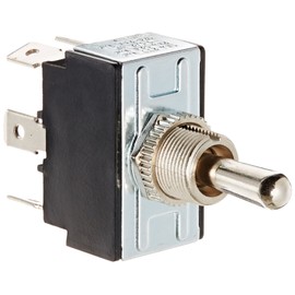 Toggle Switch, Maintained Contact and Multiple Pole, On Off-On Circut Function, DPDT, Brass/Nickel Actuator, 15/10 amps at 125/250 VAC, 0.250 Quikconnect Connection