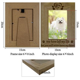 CREATCABIN Picture Frame for Pets Engraved Picture Frame Made of Natural Wood Display Pictures Print 4 x 6 Wall Mounted Heart Paw Print Poster Photo Frame Stand for Wall Decoration Hanging 15 x 20 cm
